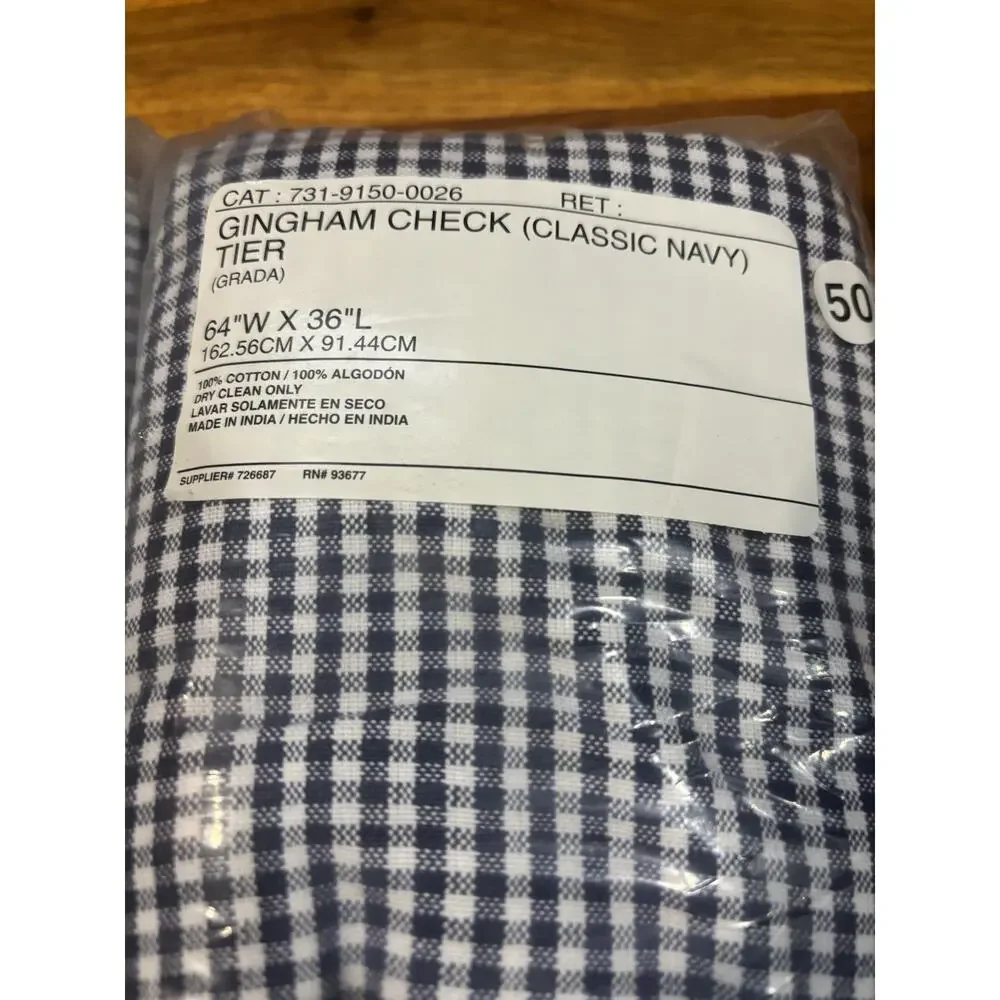 NWT JCPenney Home Gingham Check Curtains Classic Navy Tiers 64x36 Pair Set 2